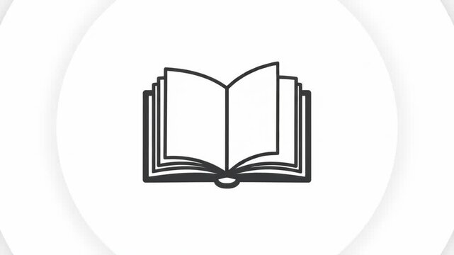 Minimalist open book line icon representing education, literature, and knowledge in simple graphic style