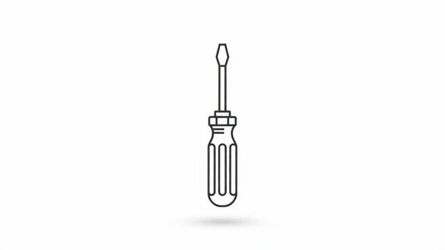 Simple black outline screwdriver icon isolated on white background