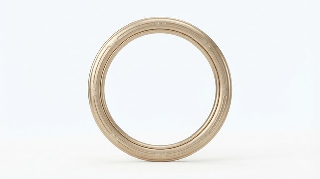 Minimalist golden geometric circle frame isolated on white background 3d rendering abstract round ring shape design element
