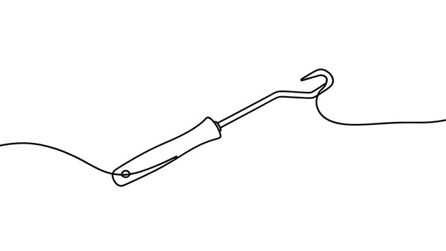 Simple crochet hook illustration on white background.