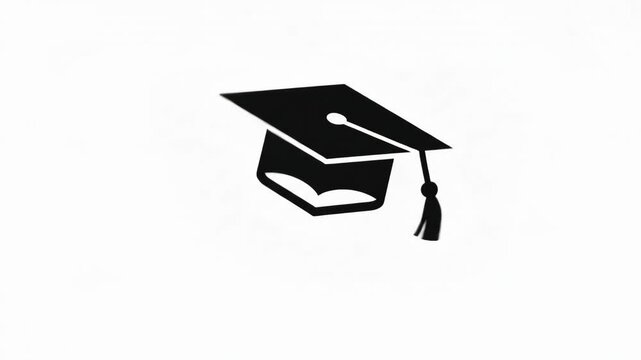 Graduation cap icon isolated on white background, mortarboard symbol for education, academic degree, university achievement logo vector