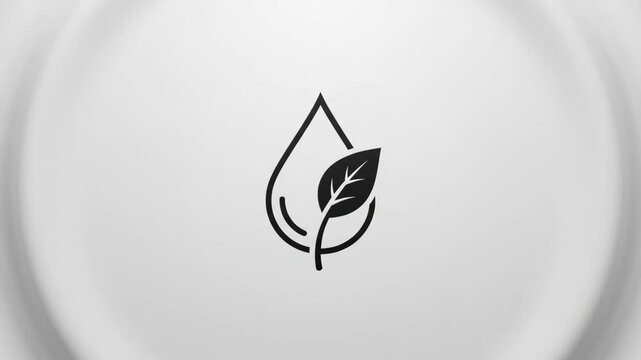 Minimalist Eco-friendly Logo Design Combining a Water Drop and a Green Leaf for Environmental Sustainability and Natural Purity