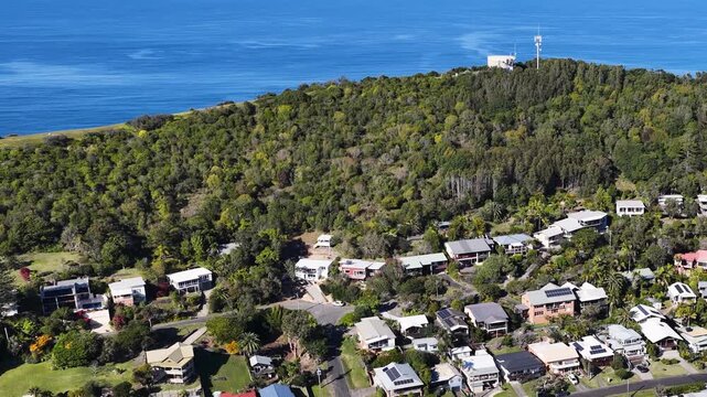 Aerial View of Coastal Houses and Forest in Crescent Head