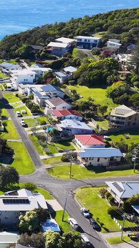 Aerial View of Coastal Homes and Streets in Crescent Head