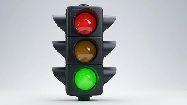 3d traffic light set red yellow green signal states