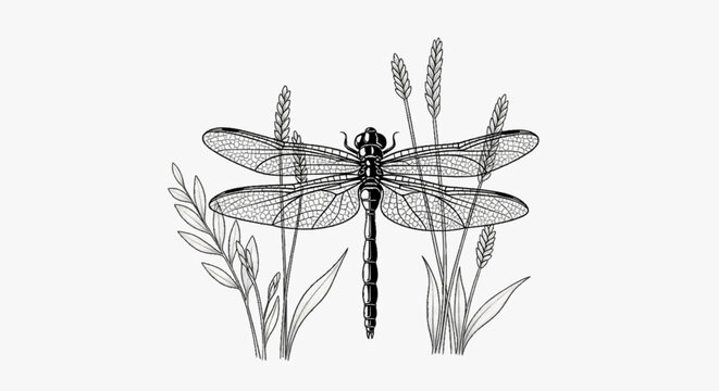 dragonfly on white background