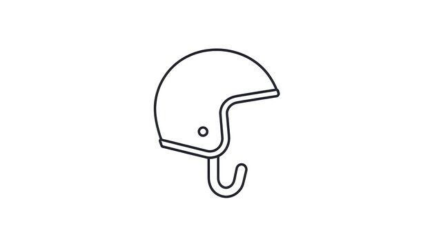 Minimalist helmet icon on white background.