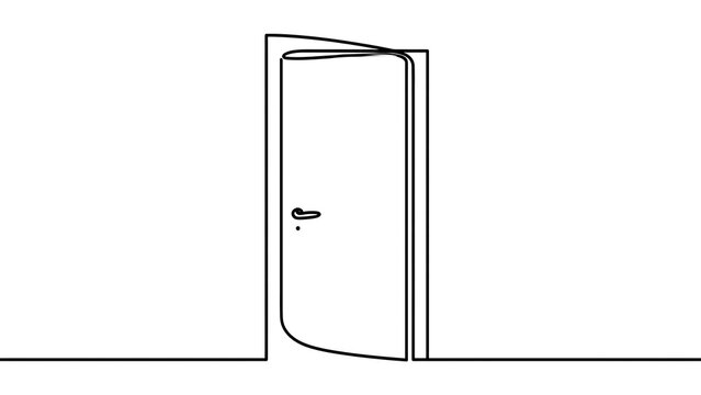 Simple closed door illustration on white background.