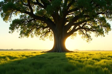 Fototapeta premium Large Tree Trunk Massive Oak Tree with Thick Trunk