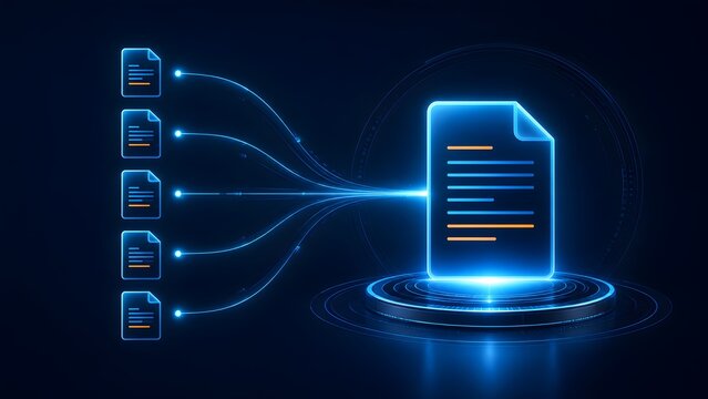 Document management system consolidating multiple digital files into a central master folder representing data aggregation and secure cloud processing
