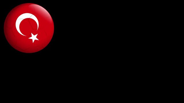 Bouncing Footballs with Turkish Flag Pattern on Black Background