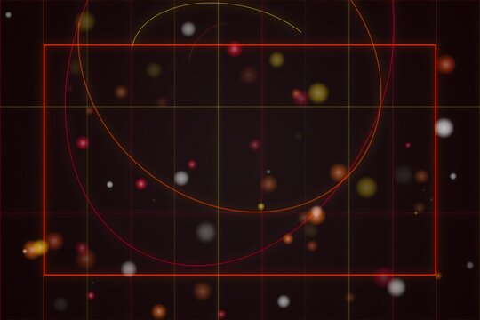 Space grid with celestial objects and orbit path illustration