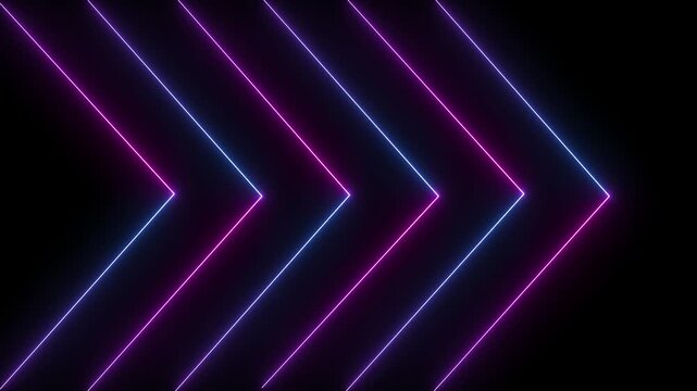 glowing forward chevron motion graphic futuristic neon arrows loop.