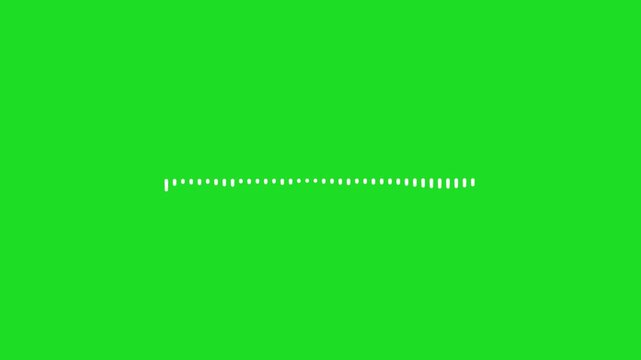 Audio spectrum visualizer with white waveform animation on chroma key green screen, music equalizer rhythm bars, podcast sound signal display, seamless 4K motion graphi
