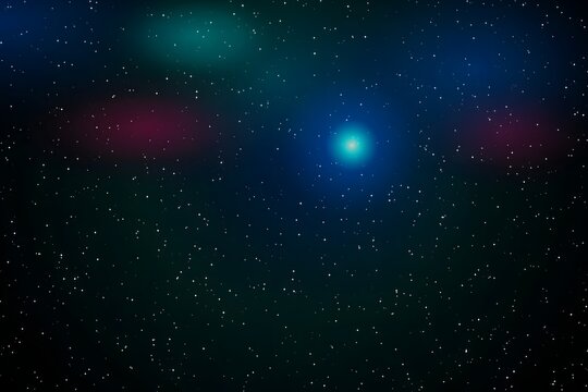 Bright blue comet flying through starry night sky