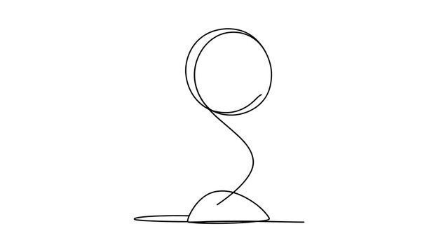 Minimalist line art slinky toy white background.