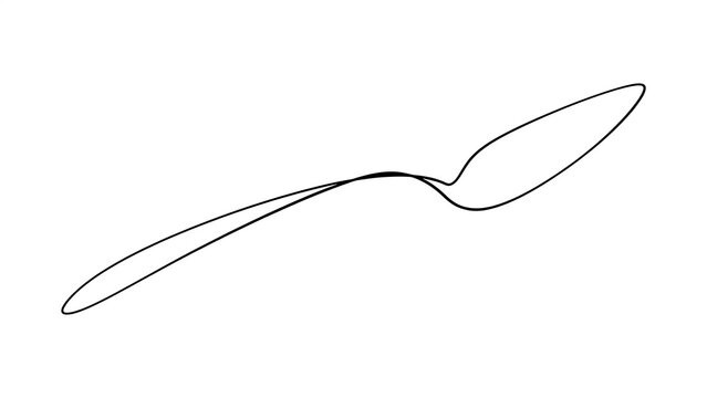 Minimalist line art spoon drawing white background.