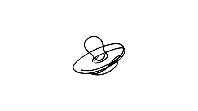 Pacifier icon line art on white background.
