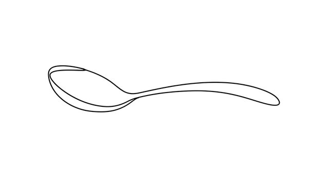 Simple line art spoon illustration white background.