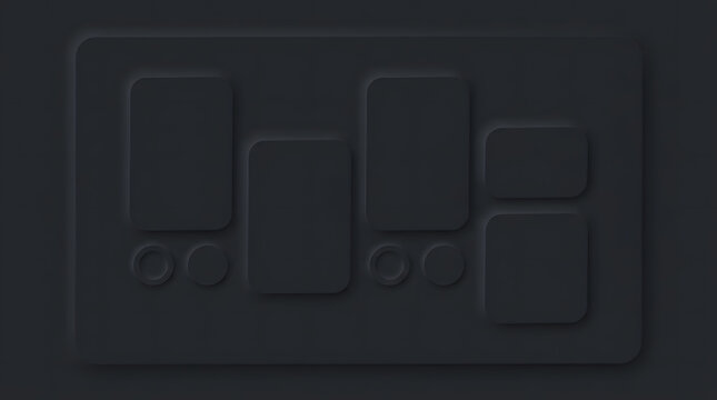 Minimalist Dark Neu morphism UI UX Layout Template Empty Matte Black Portfolio Dashboard Wireframe