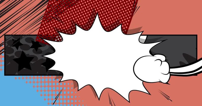 Cartoon background animation, comic book backdrop video. Retro comics pop art design.