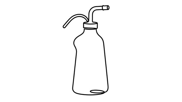 Simple bottle with curved spout white background.