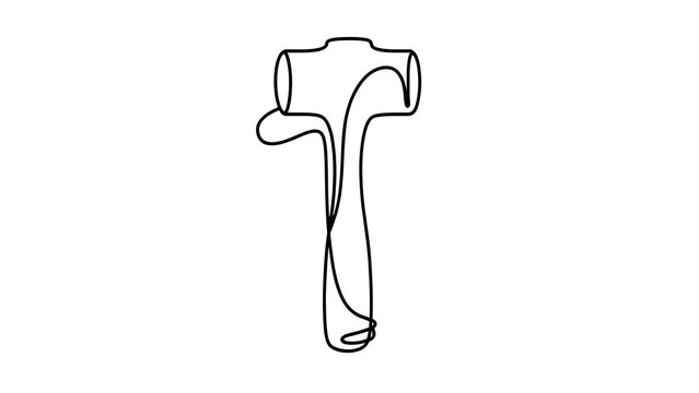 Minimalist hammer illustration on white background.