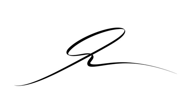 Elegant cursive letter R on white background.