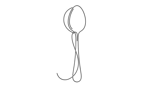 Minimalist spoon drawing on white background.