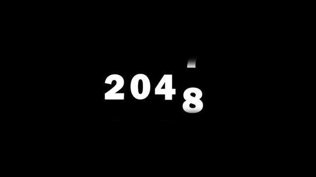 Digital counter rolling numbers animation, fast paced time and data tally motion countdown timer style, minimalist white text on black background