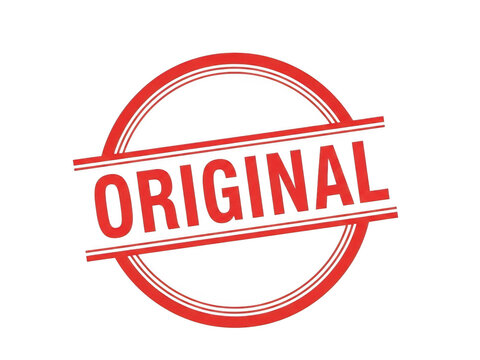 Red original rubber stamp icon with vintage style text