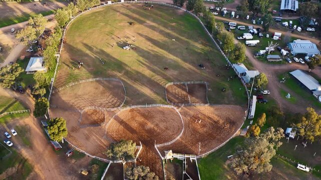 Aerial View of Rural Rodeo Arena and Equestrian Grounds