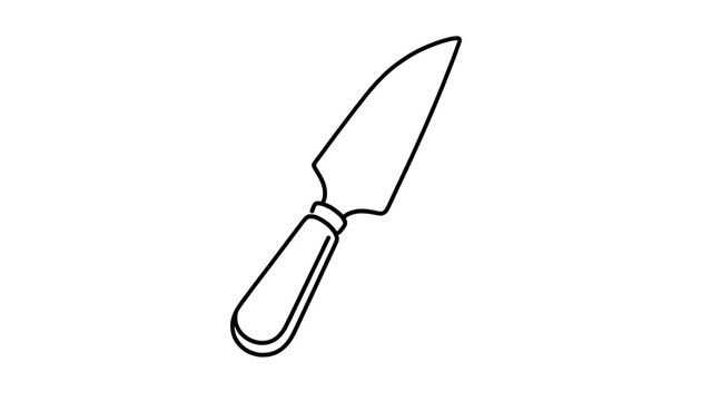 Simple chef knife illustration on white background.