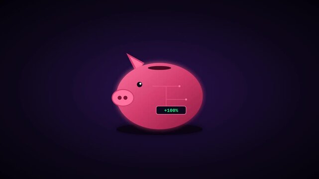 Animasi Piggy Bank Savings 4K Motion Graphic Animation | Seamless Loop