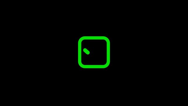 Animation check on transparent background. Green check mark icon on green pop up rectangle animation. Yes sign. Correct vote icon on transparent background. Motion graphics.