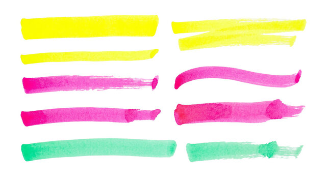 Colorful highlighter marker stroke lines collection