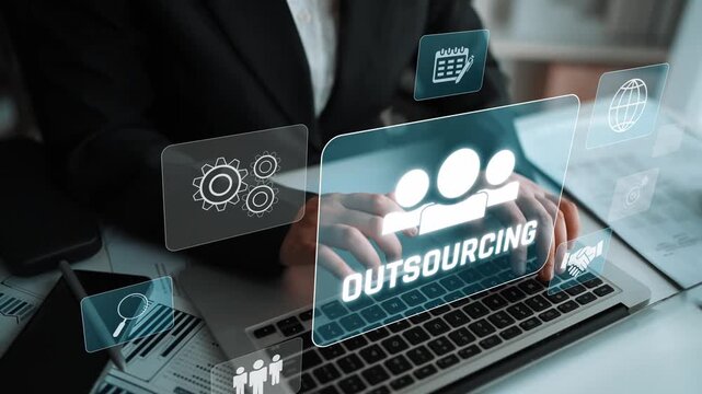Outsourcing concept showing collaboration, delegation, global workforce, productivity, and task management through remote teams and external service providers Marrow