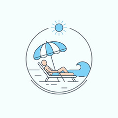 Obraz premium Beach vacation summer relaxation line icon