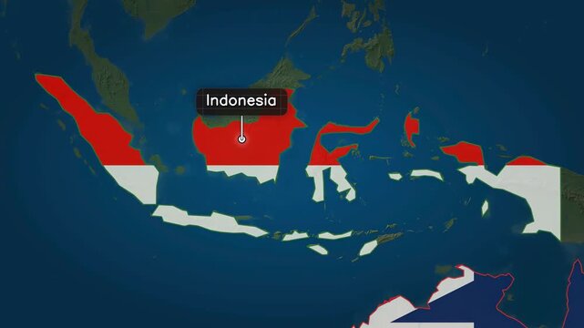 Map of Indonesia Highlighted in Red on World Map Background