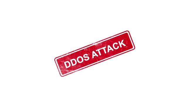 DDOS Attack Text Stamp Motion Graphics Overlay on White, Black, and Green Background