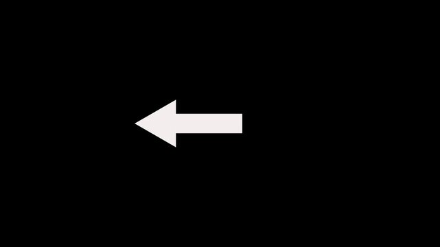 left glowing arrow pointing direction on black background .Abstract red arrow progress. direction arrow icon animation black background  