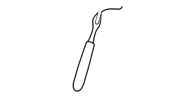 Dental explorer tool illustration white background.