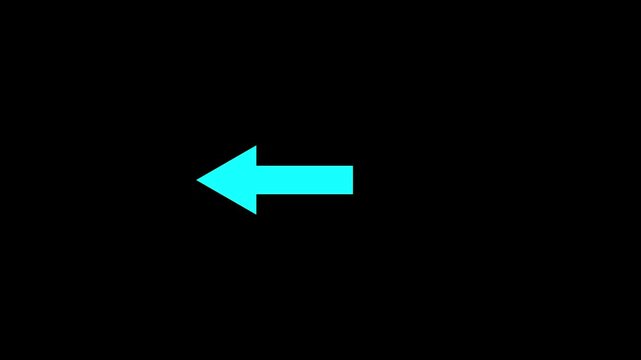 left glowing arrow pointing direction on black background .Abstract red arrow progress. direction arrow icon animation black background  