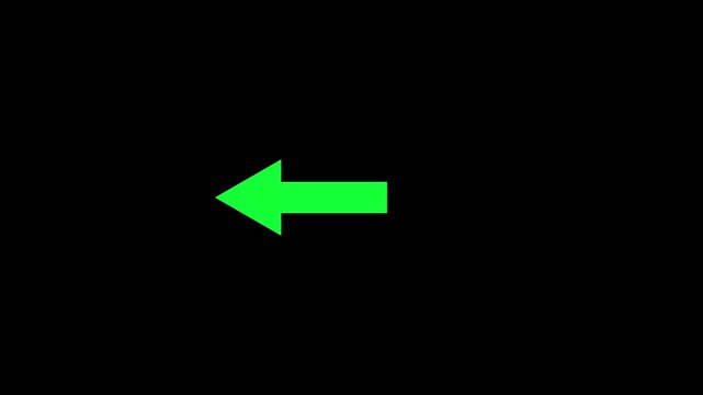 left glowing arrow pointing direction on black background .Abstract red arrow progress. direction arrow icon animation black background  