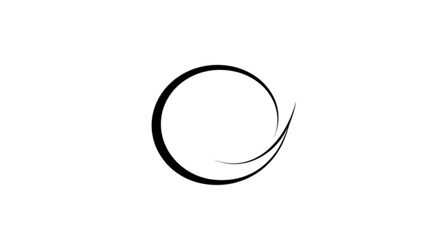Hand drawn curved line on white background.