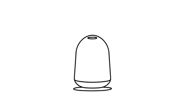Minimalist speaker icon on white background.