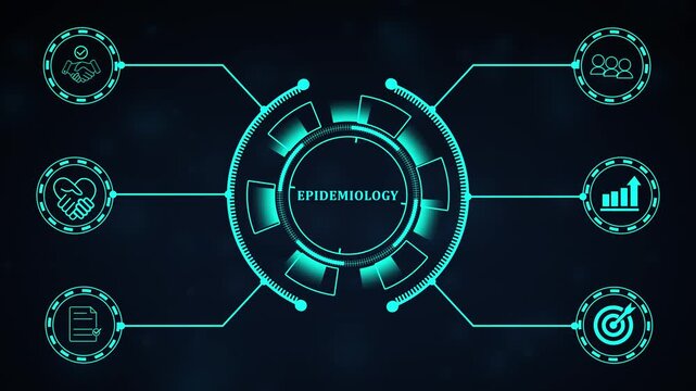 Epidemiology monitoring dashboard mapping infectious disease outbreaks and public health transmission data.4k motion graphics video