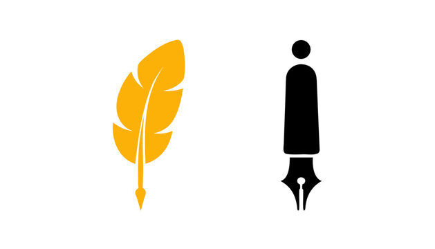 Feather flat vector icon. Pen flat vector icon.