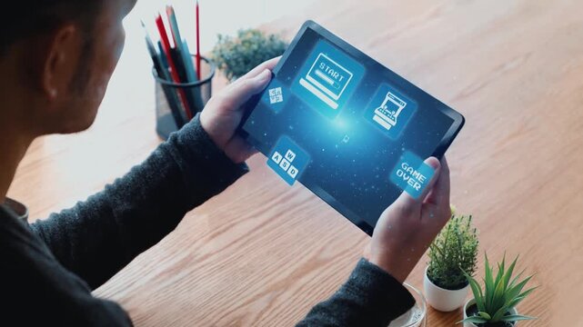 Gaming icons show online gaming, game streaming, and interactive play. Gaming supports esports, game community, and digital gaming experience. Gist