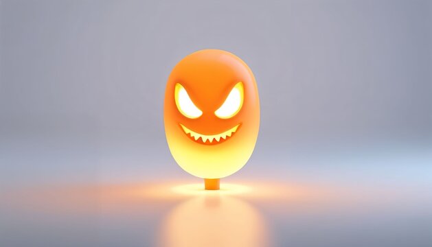 Mischievous glowing orange emoji face